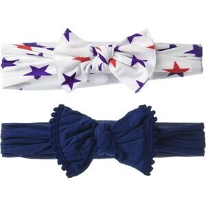 Baby Bling Baby Girls Printed Trim Headband Set USA Navy One Size